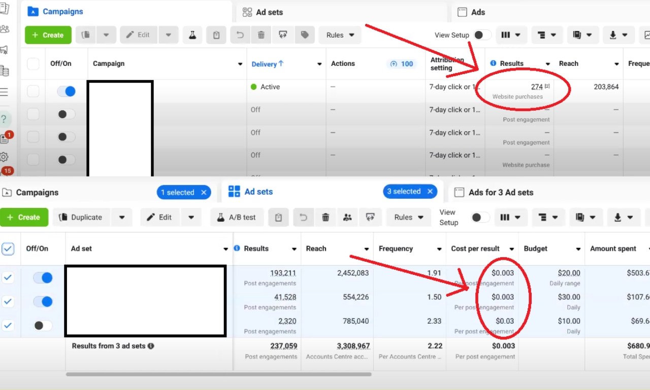 Engagement Report — 237,059 Post Engagements — Meta Ads Manager · Engagement campaign screenshot