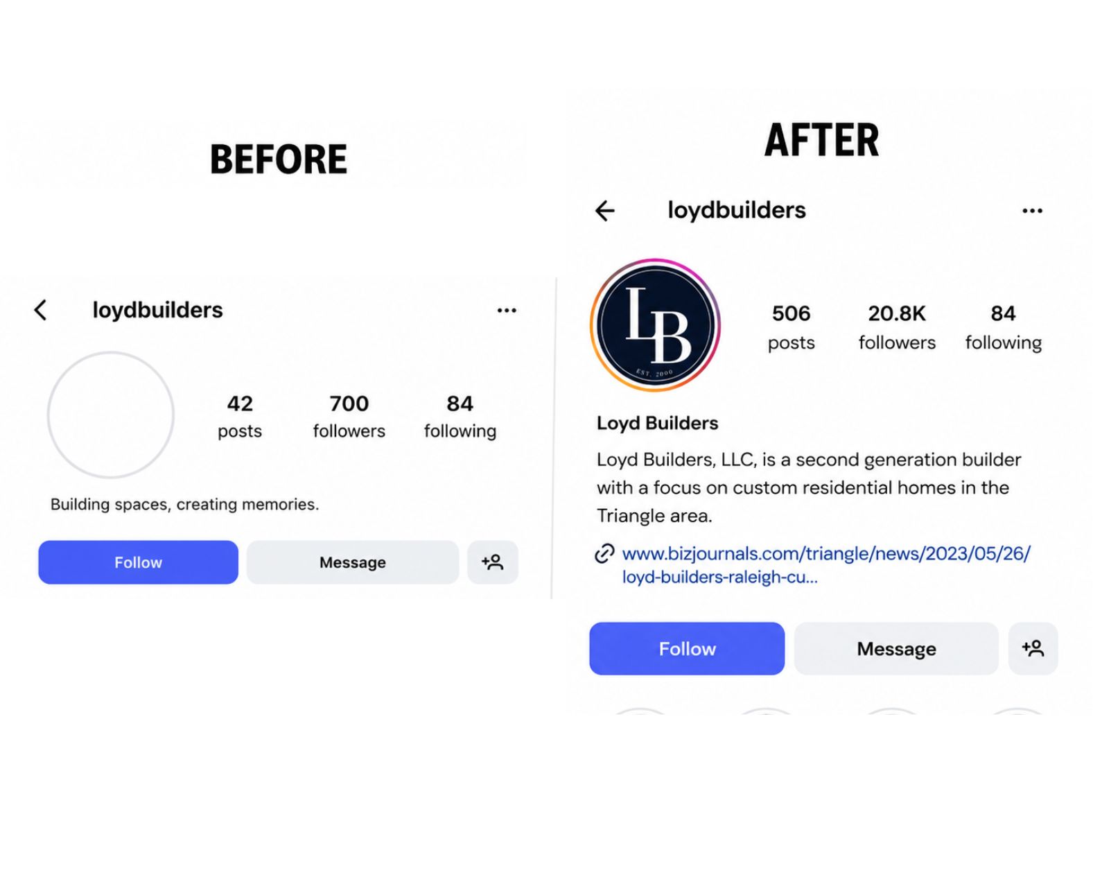 Instagram Growth — Instagram · Profile Optimization campaign screenshot