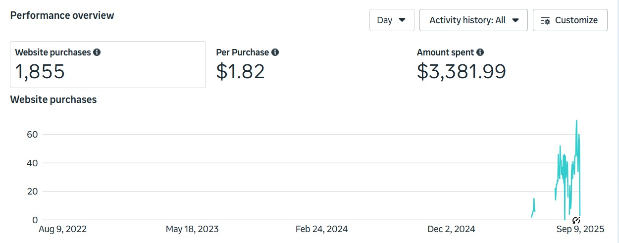 Purchase Campaign — Sustained Scale — Meta Ads · Sales campaign screenshot