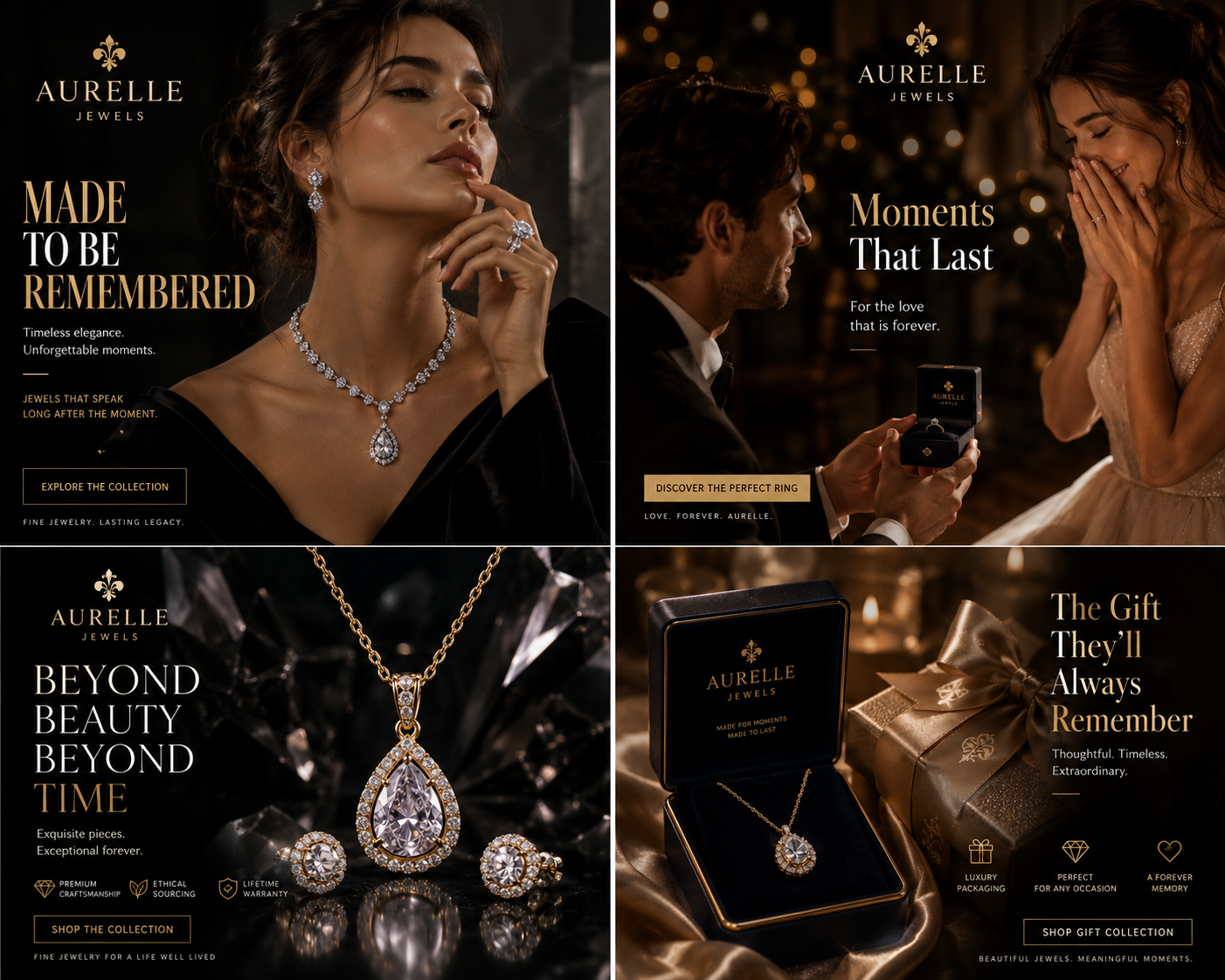 Aurelle Jewels fine jewellery ad creative set