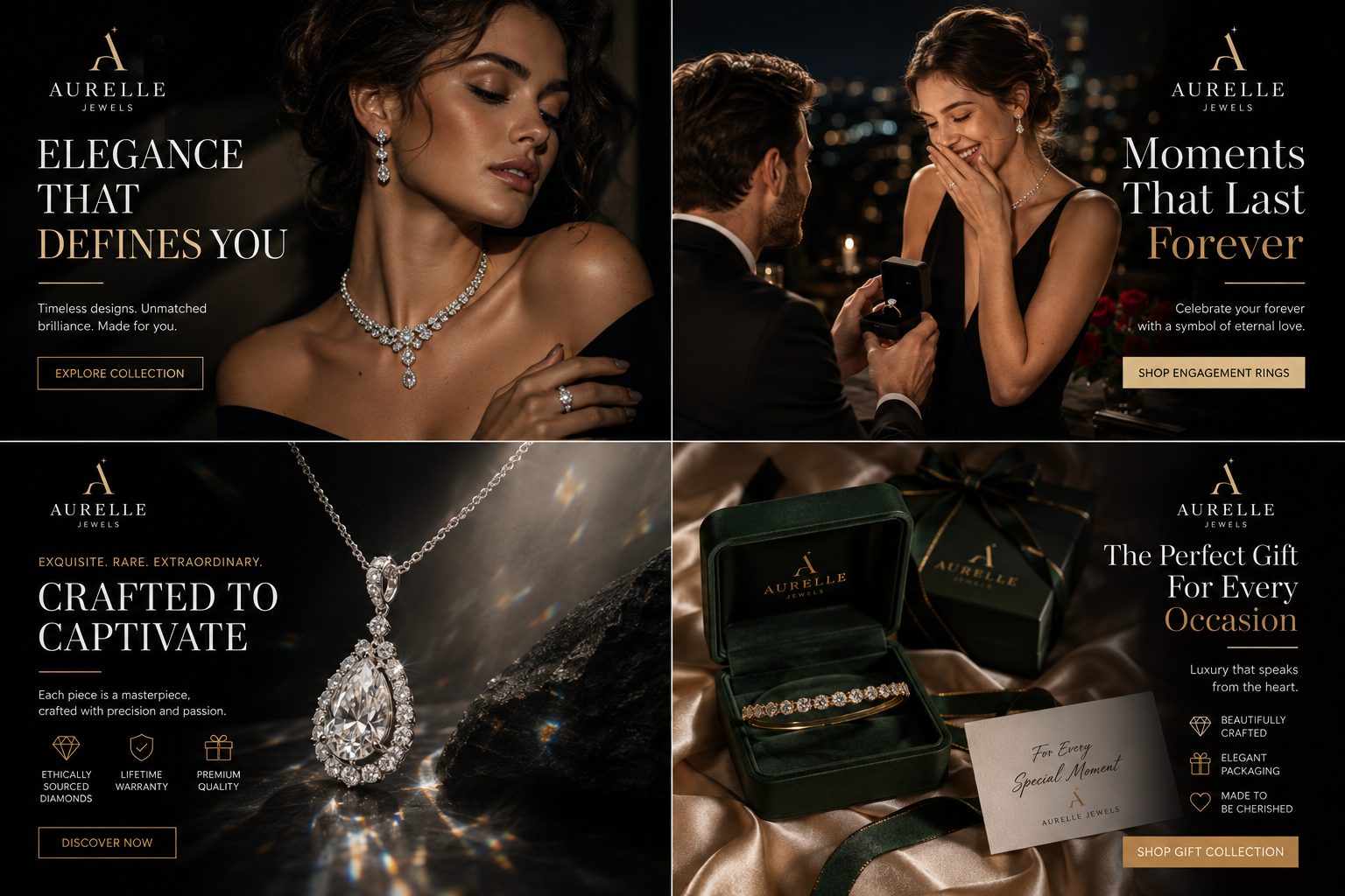 Aurelle Jewels luxury ad creative set